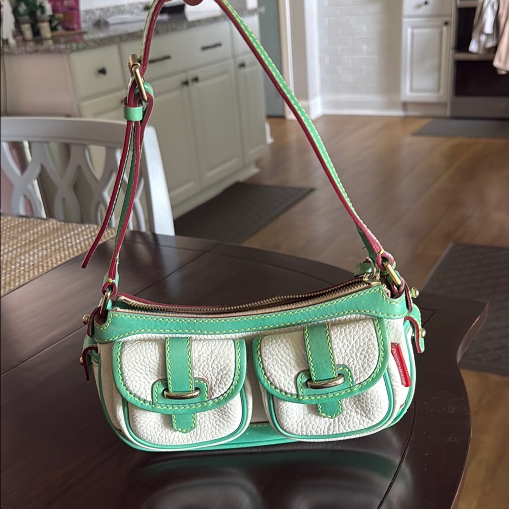 Dooney and Bourke Authentic White and Mint Green Women's Shoulder Bag